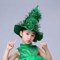 thumbnail image 3 of EeaseMX 1 sombrero y vestido de árbol de Navidad para espectáculos de Navidad, disfraz infantil para niñas (talla 110 cm, verde), 3 of 8