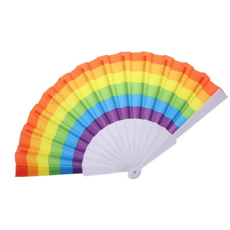 

Rainbow Folding Fan Rainbow Fan Lovers Fan Durable Fabric LGBTQ Gift Folding Fan Gay Wedding Decors Fan 23CM Plastic Arc Rainbow Fans