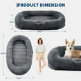 thumbnail image 3 of IDEALHOUSE Human Dog Bed for Adults & Pets, 67.7"x43.3" Extra Large Bean Bag Bed with Pillow, Removable Washable Faux Fur Cover, Memory Foam, Handle & Side Pocket, Blue, 3 of 8