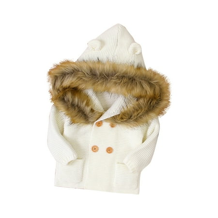 

RPVATI Toddler Baby Child Children Kids Hooded Ears Long Sleeve Coat Faux Fur Button Up Clothes Warm Winter Jacket 1Y-6Y