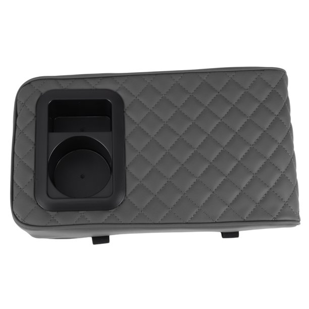Funda del Consola Central del Coche Almohadilla del Consola Central con Soporte para Vaso 13.39"x7.48"x2.76" Negro Gris Cuero Nappa