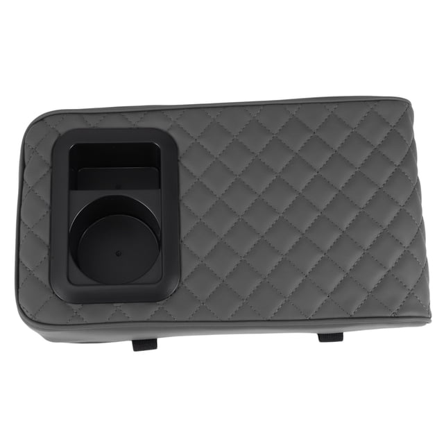 Funda del Consola Central del Coche Almohadilla del Consola Central con Soporte para Vaso 13.39"x7.48"x2.76" Negro Gris Cuero Nappa