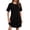 Black, variant on Cmfcve Summer T Shirt Dress for Women Casual Contrast Trim Cap Sleeve Crew Neck Loose Fit Mini Dresses with Pocket