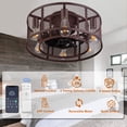 thumbnail image 6 of Ohniyou 21" Caged Ceiling Fans with Lights and Remote, Farmhouse Flush Mount Low Profile Industrial Ceiling Fan Lights for Bedroom Kitchen, 6 of 16