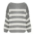 thumbnail image 6 of Cavosen Women's Knit Sweaters Crew Neck Short Length Off the Shoulder Striped Pullover Long Sleeve Stretch Outerwear Coats, 6 of 7