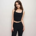 thumbnail image 2 of Women's Square Neck Active Crop Tank Top with Contour Seams Wide Straps and Sculpting Stretch Performance Fabric - Black, Large, 2 of 5