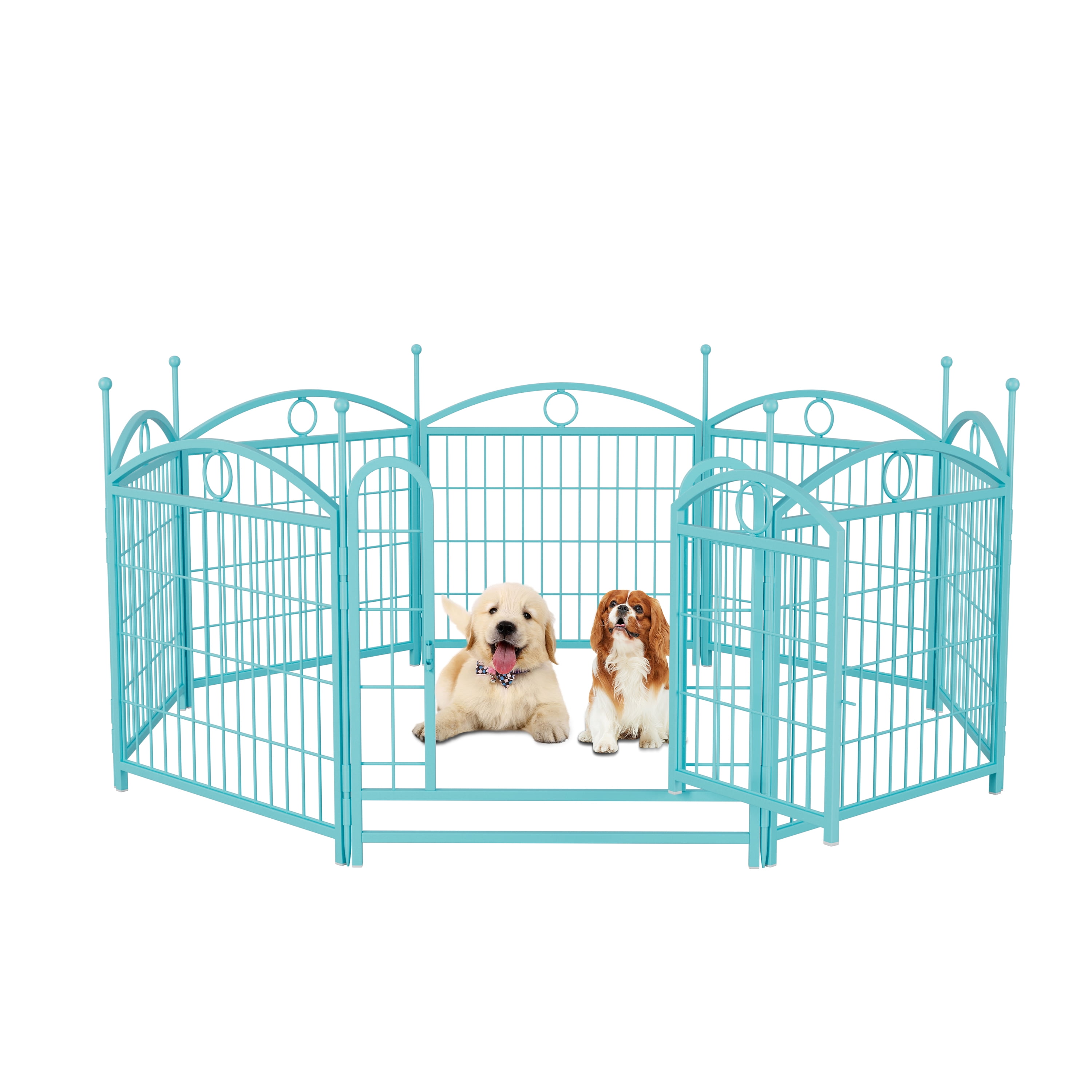 Zephypaws 24" Dog Playpen, 8-Panel Foldable Metal Exercise Pen with Door – Indoor/Outdoor Heavy Duty Puppy Fence, Portable Pet Playpen for Small, Medium & Large Dogs, Blue