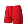 thumbnail image 2 of Wide Leg Pants Men's Summer Outdoors Casual Pockless Solid Color Zipper Drawstring Sport Shorts Pants Red L, 2 of 4