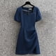 thumbnail image 4 of Vestido sin mangas de manga corta de estilo coreano para mujer, talla grande, de denim, para ir al trabajo, tejido transpirable, color liso, corte holgado, 4 of 8