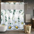 thumbnail image 3 of White Daisy Flower No Hook Shower Curtain with Snap in Liner Green Leaf Farm Plant Country Style Waterproof Bathroom Shower Curtain with See Through Top Window for Bathtub 72" x 72", 3 of 9