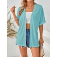 thumbnail image 3 of Merokeety Womens Summer Lightweight Kimono Cardigan Short Sleeve Beach Cover Ups LakeBlue S, 3 of 8