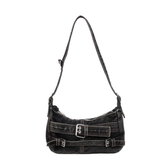 Women‘s Small Denim Crossbody Purse - Convertible Handbag with Removable Top Handle and Adjustable Strap