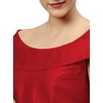 thumbnail image 4 of eloria Women's Art Silk Boat Neck Sari Top Blouse Partywear Sleevless Fillers With backside Zipper, Color : Dark Red, 4 of 6