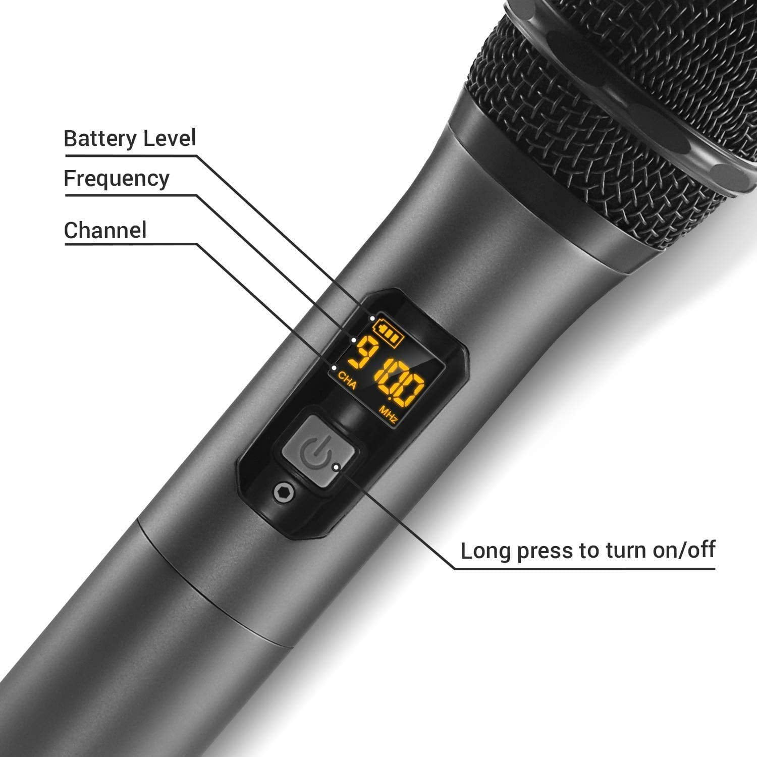 Wireless Microphone TONOR UHF Dual Cordless Metal Dynamic Mic System with for 