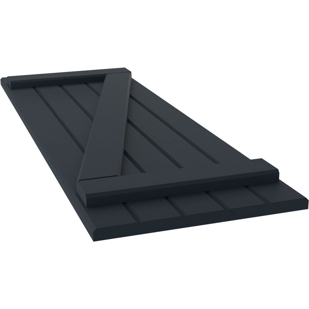 Ekena Millwork 17 1/2"W x 61"H Americraft Five Board (2 Batten) Exterior Real Wood Joined Board-n-Batten Shutters w/ Z-Bar (Per Pair), Starless Night Blue