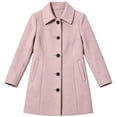 thumbnail image 4 of Women's Classic Wool Coat Lapel Collar Button Front Long Sleeve Mid Length Fall Winter Outerwear, 4 of 8