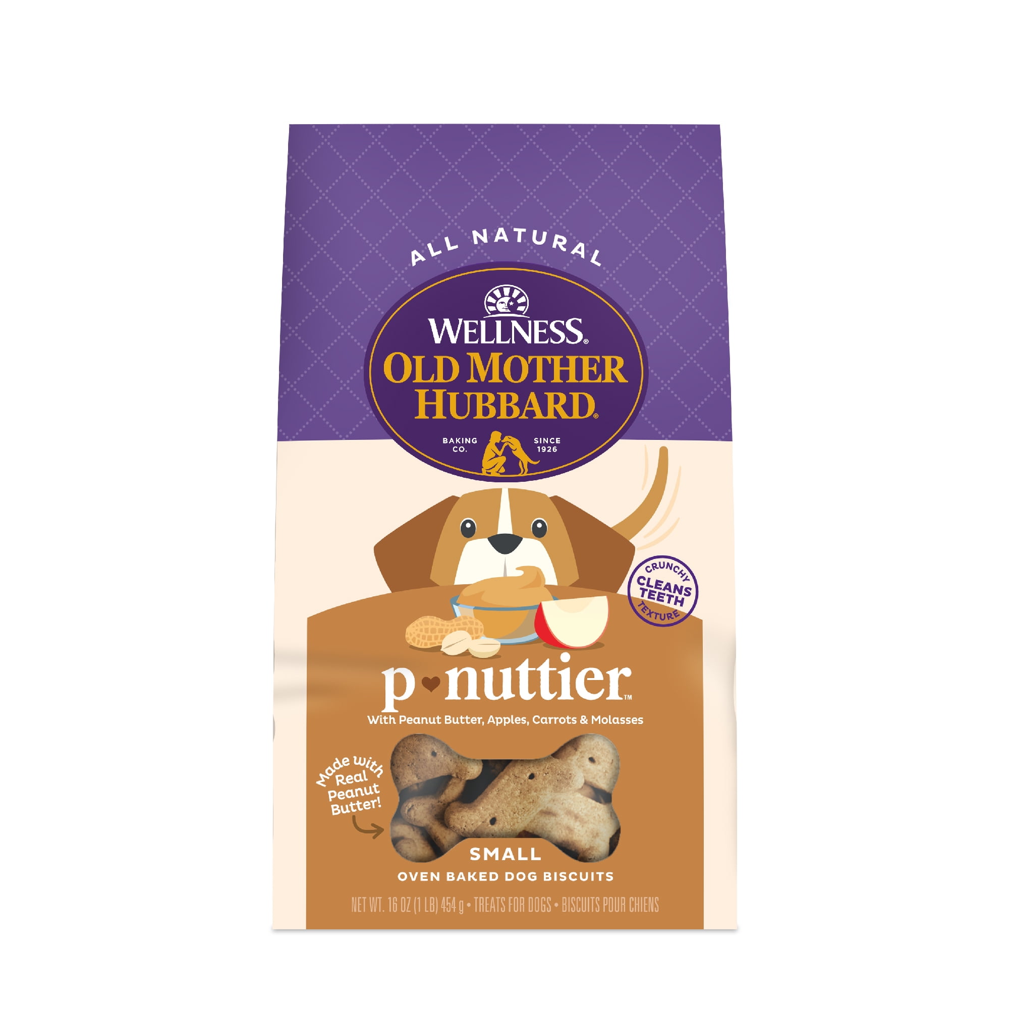 (24 pack) Wellness Old Mother Hubbard Classic P-Nuttier Biscuits Baked Dog Treats, Small, 16 Ounce Bag