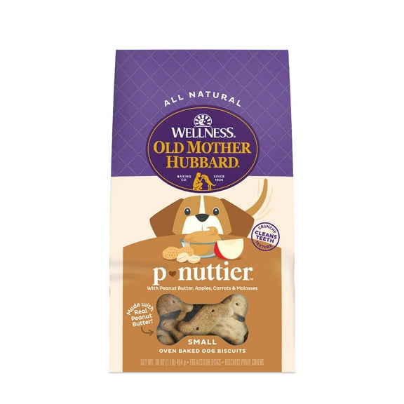 Wellness Old Mother Hubbard Classic P-Nuttier Biscuits Baked Dog Treats, Small, 16 Ounce Bag