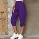thumbnail image 4 of Pantalones cortos informales de cintura elástica para mujer, de algodón y lino, para el verano., 4 of 6