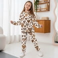 thumbnail image 3 of Uorisanigo Boys Sweatsuit Set - 2 Piece Oversized Brown Heart Print Pullover Hoodies Sweatshirt and Girls Sweatpants Kids Long Sleeve Sweatshirt and Pants Outfits, 3 of 7