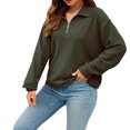 thumbnail image 2 of Gibobby Suéter Navideño Mujer Sudaderas con media cremallera para mujer, con cremallera de un , sudaderas con capucha de tamaño, suéteres, trajes de otoño, ropa de invierno (Verdinegro, XL), 2 of 5