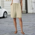 thumbnail image 5 of vigerkar Shorts for Women 2025 Summer Trendy Linen Shorts Casual Plus Size Beach Shorts with Pockets Comfy Lounge Shorts Khaki, XL, 5 of 8