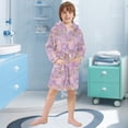 thumbnail image 5 of FORMRS Niños Bathrobe Unisex Hooded Robe Soft Plush Pajamas Sleepwear, Size 2-3T, Pastel Pink Marble Pattern, 5 of 7