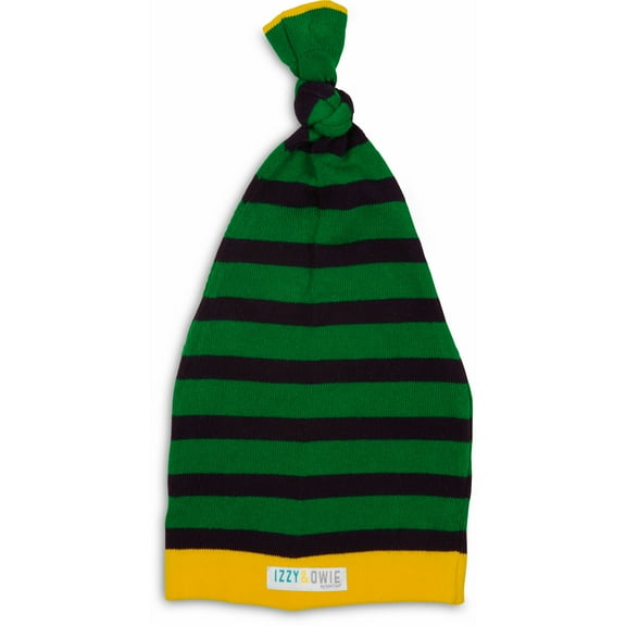 Izzy and Owie Striped Loose Baby Hat, 0-12 Month, Green/Navy/Yellow