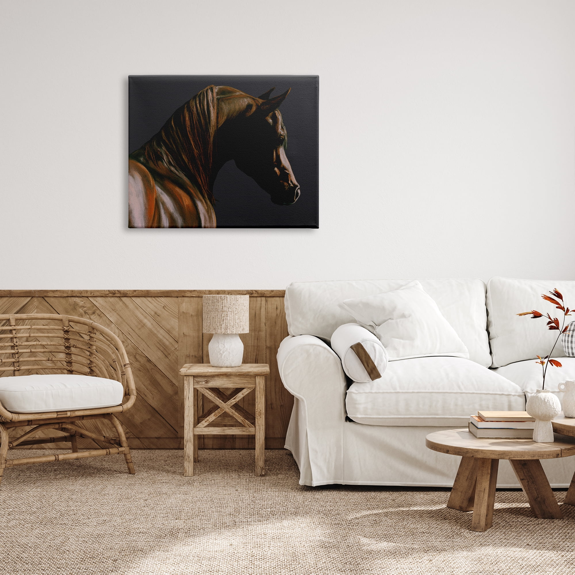 Stupell Industries Brown Horse Portrait Animals & Insects Painting Gallery Wrapped Canvas Print Wall Art, 40 x 30