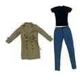 thumbnail image 2 of guohui 1/6 Scale Female Action Figure Doll Clothes Windbreaker + T-Shirt + Denim Shorts Khaki, 2 of 9