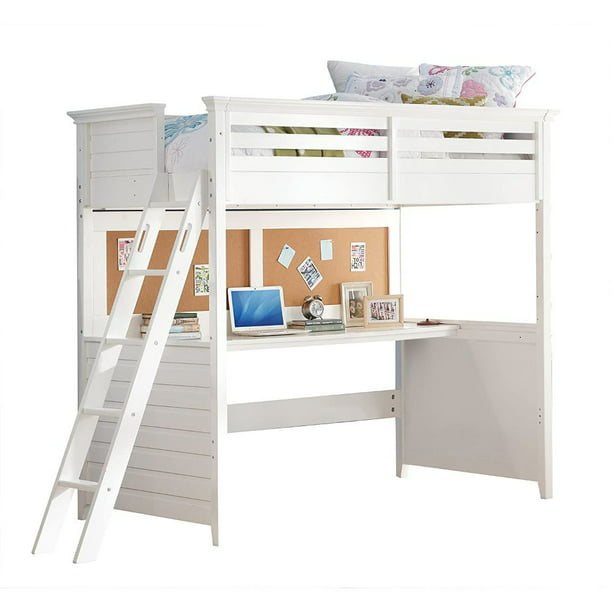 Loft Bed With Desk Twin White, How To Build A Twin Loft Bed With Desktop Computers