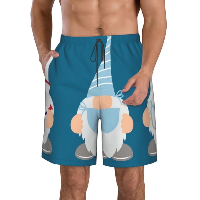 Balery Nurse Doctor Gnomes Traje de Baño Estilo Hawaiano para Hombre, Shorts de Secado Rápido con Bolsillos-Large