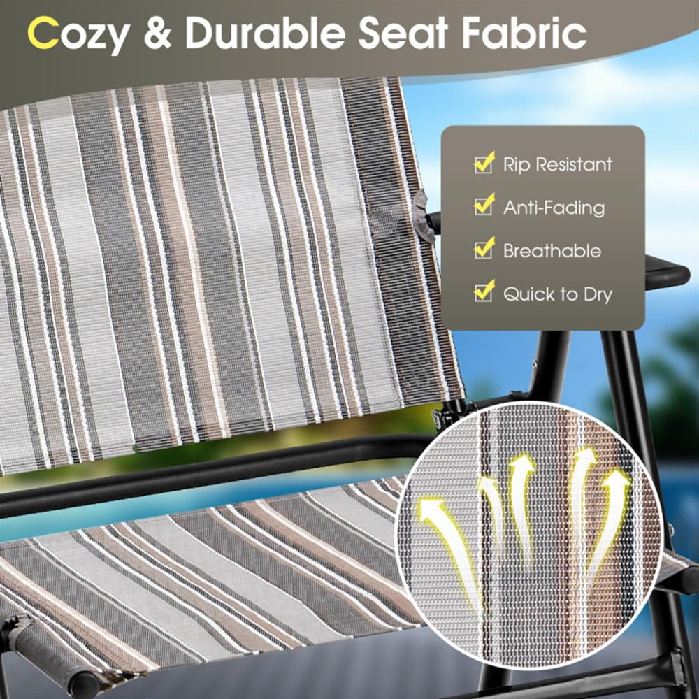 Spaco Set of 2 Patio Folding Sling Chairs Space-saving Dining Chair, Outdoor Chairs, Patio Furniture-Gray
