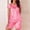 *Pink, variant on Women's Square Neck Ruffle Trim Pajama Set, Short Sleeve Top and Shorts Loungewear Dark Blue,Women's Plus Free Size