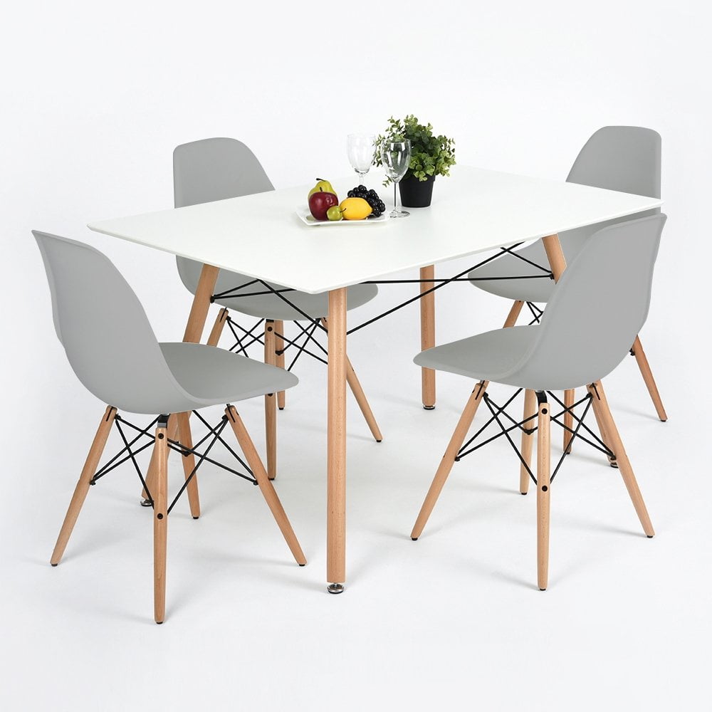 Lacoo Dining Chairs Pre Assembled Modern Style DSW Chair Classic Shell Armless Indoor Kitchen Dining Living Room Side Chairs Set of 4 (Gray)