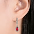 thumbnail image 4 of RYLOS Sterling Silver Halo Designer Set: Ring, Earring & Pendant Necklace. Gemstone & Diamonds, 6X4MM Ruby July Birthstone; Sizes 5-10 Size 5, 4 of 5