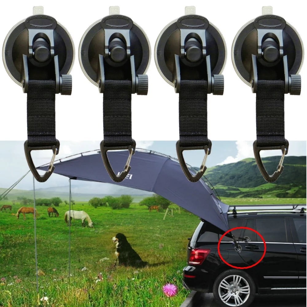 4x Suction Cup Anchor Securing Hook Tie Down,Camping Tarp As Car Side Awning NEW 