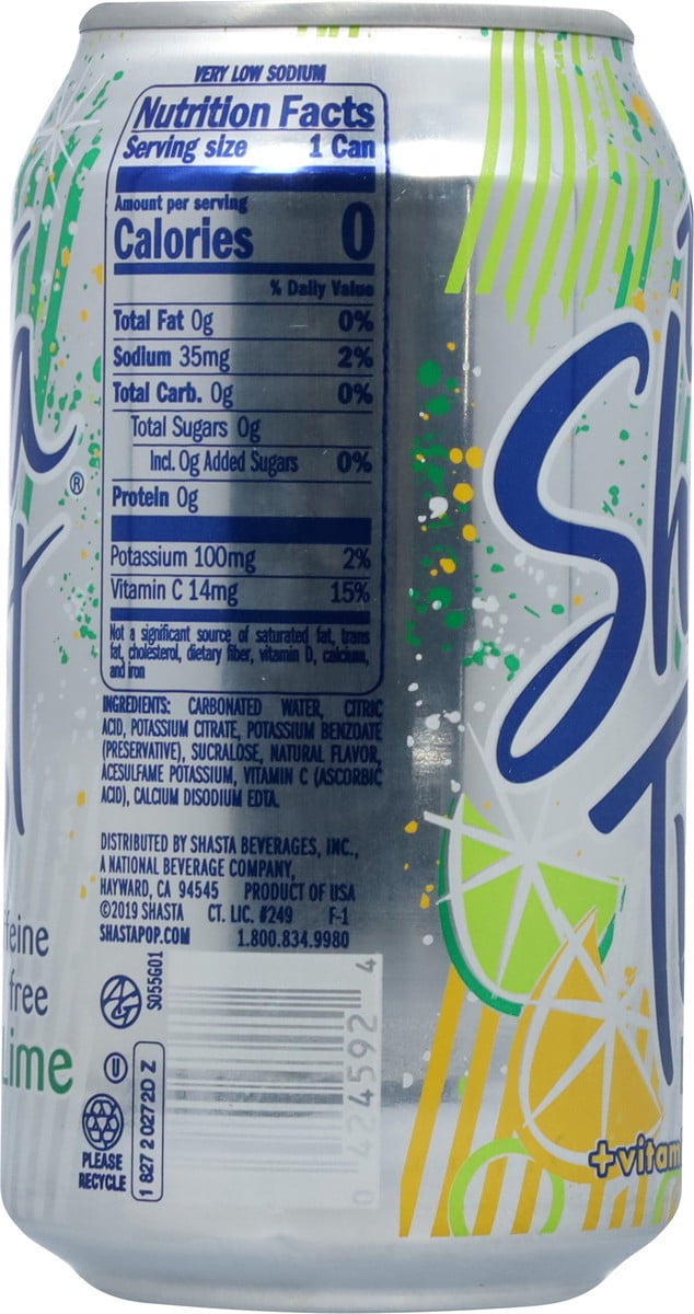 Shasta Twist Zero Sugar Lemon Lime Soda 48 Packs 8 Ounce