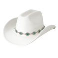 thumbnail image 3 of Men’S Cowboy Hat - Western Cowboy Hat For Men And Women Turquoise Bohemian Wide Brim Design Party Hat With Chain Fashionable Unisex Accessory,White,One Size, 3 of 5