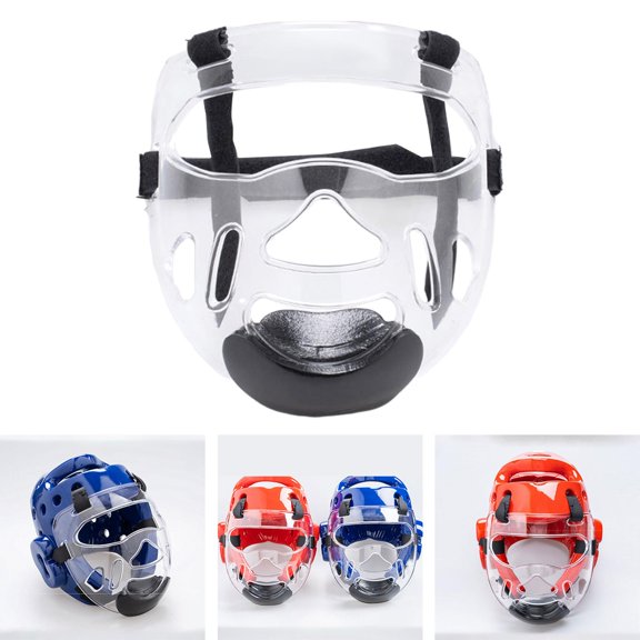 Máscara de Taekwondo transparente Protector de cabeza extraíble Protector facial Protector facial Niños Cola Careta