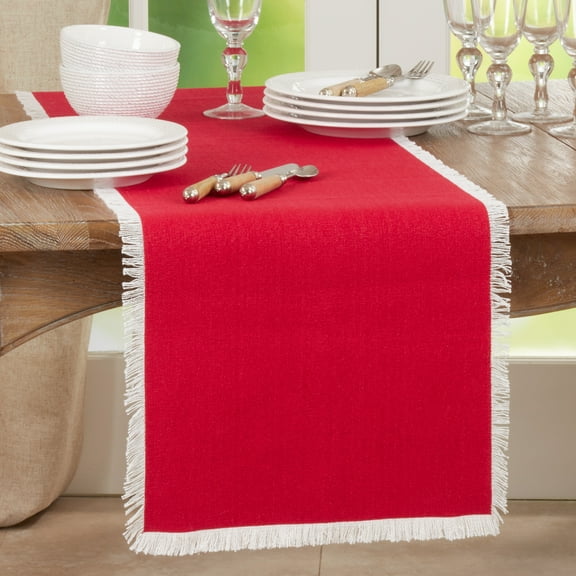 Saro Lifestyle Fringe Border Table Runner