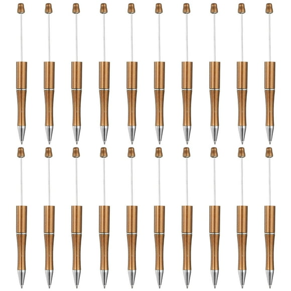 Bolígrafos de cuentas Uxcell 20 paquetes Tinta negra Bolígrafos de cuentas de plástico Creativo DIY Bolígrafos de bola para decoración de fiestas, suministros hechos a mano, dorado