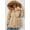 Beige, variant on Women's Plus Size 3 in 1 Parka Coat Zip Detachable Warm Fleece Lined Outwear with Waist Drawstring