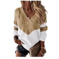 thumbnail image 5 of Suéter holgado con cuello en V y combinación de colores en contraste para mujer, estilo europeo y americano, para otoño e invierno, 5 of 5