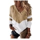 thumbnail image 5 of Suéter holgado con cuello en V y combinación de colores en contraste para mujer, estilo europeo y americano, para otoño e invierno, 5 of 5