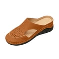 thumbnail image 2 of Miluxas Women's Breathable Hollow Cutout Wedge Slide Mules, Backless Slip On Platform Orthopedic Walking Clogs, Non Slip Soft Leather Casual Shoes Brown 7.5(40), 2 of 6