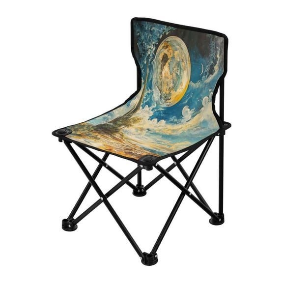 Outdoor Folding Chair 14.46x14.46x22.83 Inches, Camping Folding Chair Easy to Carry Ideal for Outdoor Picnics Camping Park Fishing Super Cool Moon