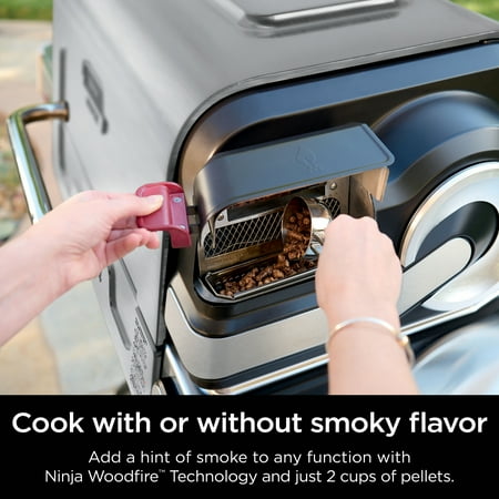 Ninja - FlexFlame Electric & Propane Grill, 5-in-1 Outdoor Cooking System - Stainless Steel