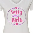 thumbnail image 4 of Inktastic Sassy Since Birth, Sassy, Sassy Girl, Arrow, Hearts Women's V-Neck T-Shirt, 4 of 5