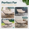 thumbnail image 5 of Patio Rocking Chair Outdoor & Indoor, Metal Patio Lounge Rocking Chair with Thick Cushion, Comfy Modern Rocker Chair for Living Room, Porch, Backyard, Beige Cushion - Black Matte Rocker, 5 of 6